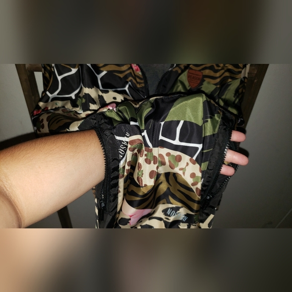 Animal Print Floral Hooded Woman Windbreaker Jacket Size L - Picture 7 of 8